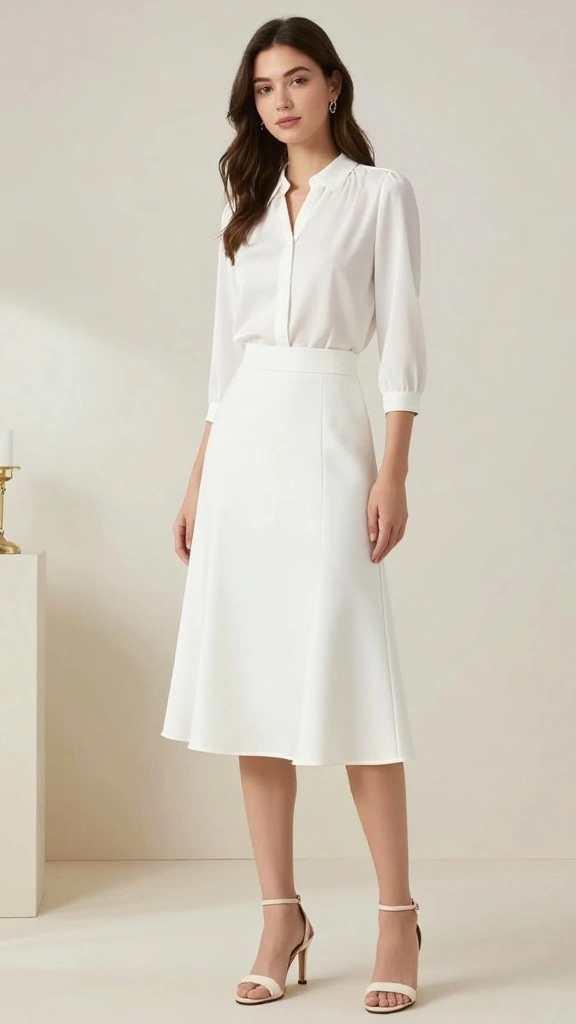 Can You Wear White as a Guest? 15 Stunning Looks to Try! - 7. White Midi Skirt 1
