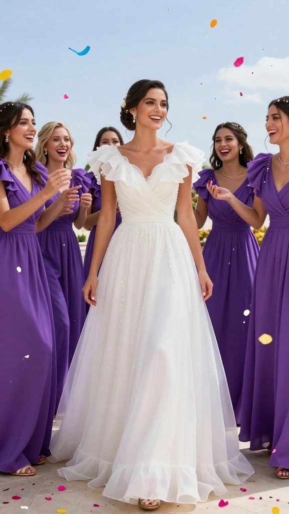 Discover the 12 Wedding Sleeve Designs That Will Steal the Show! - 10. Ruffle Sleeves: Playful and Fun 1