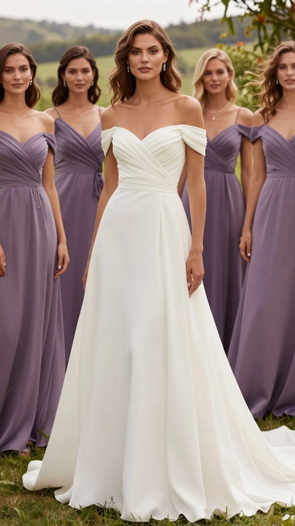 Discover the 12 Wedding Sleeve Designs That Will Steal the Show! - 6. Off-the-Shoulder Sleeves: Sultry and Chic 1