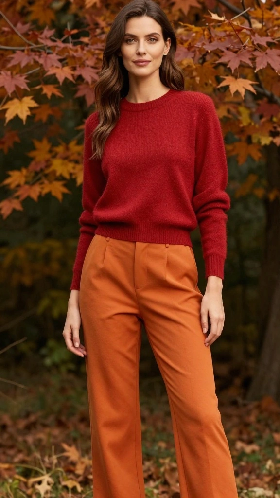 Embrace the Seasons: 17 Color Palette Inspirations for Every Fashionista! - 11. Autumn Leaves: Warm Reds and Oranges 1