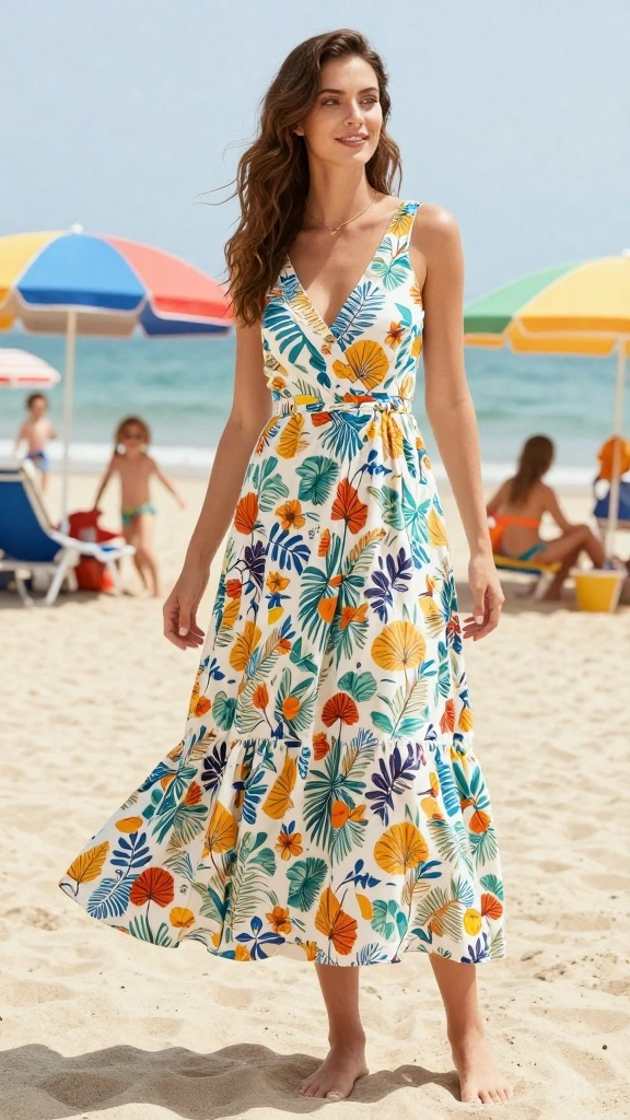  Flattering Modest Plus Size Beach Cover-Ups That Will Boost Your Confidence on the Sand! - 5. Playful Beach Dress 1