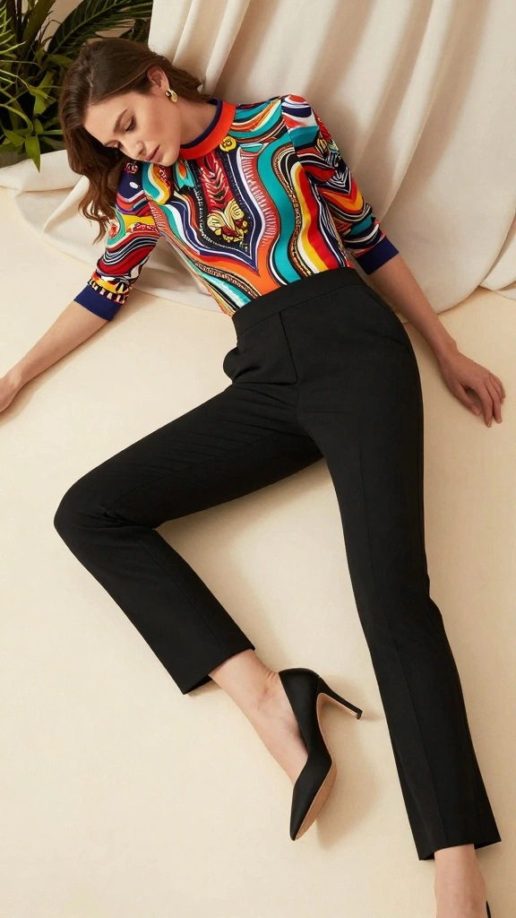 How to Style Black Dress Pants and Heels for Work, Dinner, and Events - 4. Statement Tops 1