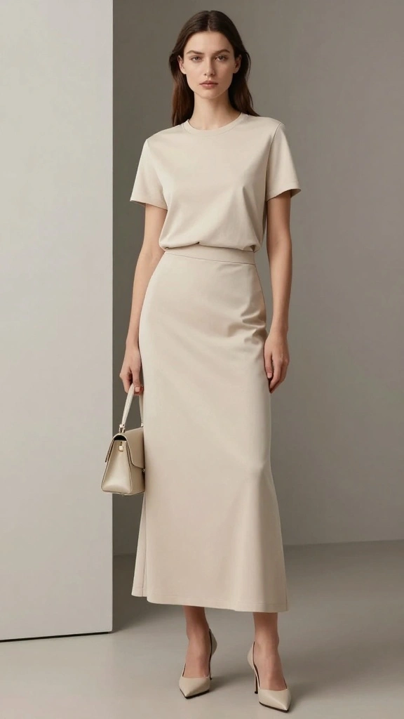 Transform Your Look: 9 Ways to Dress Up Versatile Maxi Skirts! - 7. Monochromatic Elegance 1