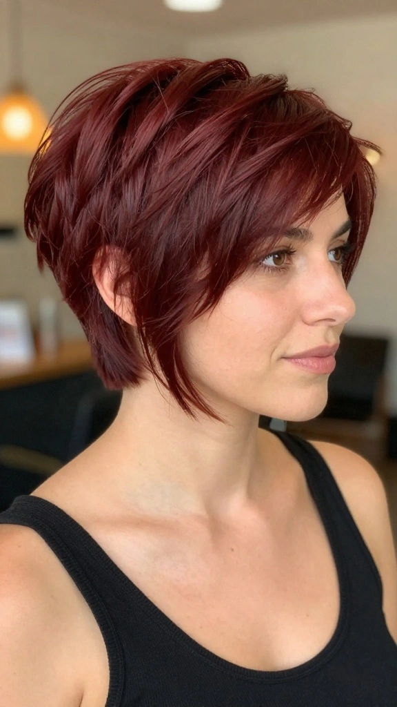 Unlock Your Inner Diva with These 12 Cherry Red Pixie Styles You Must Try! - 11. Natural Cherry Red Pixie 1