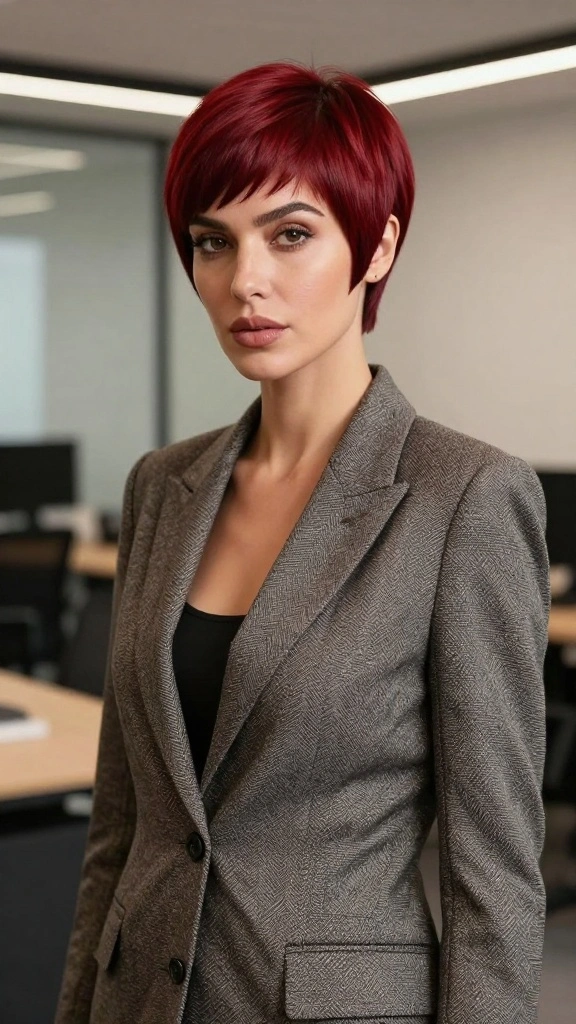 Unlock Your Inner Diva with These 12 Cherry Red Pixie Styles You Must Try! - 4. Sleek Cherry Red Pixie 1