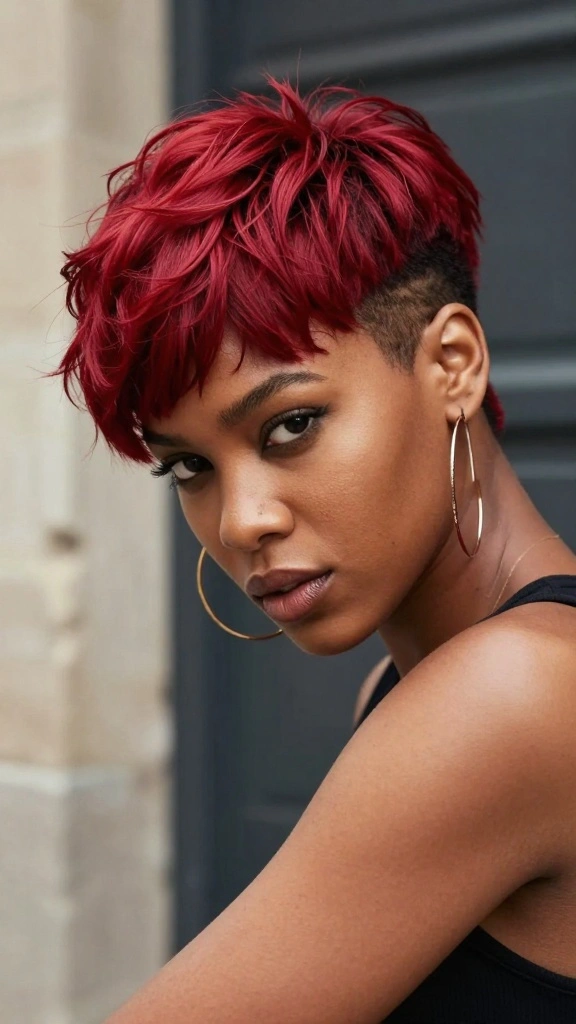 Unlock Your Inner Diva with These 12 Cherry Red Pixie Styles You Must Try! - 7. Cherry Red Undercut Pixie 1