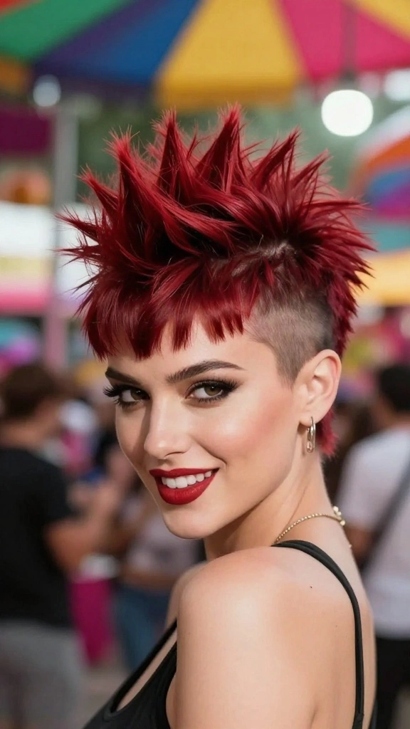 Unlock Your Inner Diva with These 12 Cherry Red Pixie Styles You Must Try! - 9. Playful Mohawk Pixie 1
