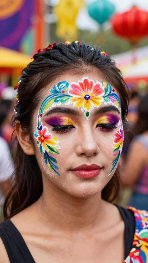 Unlock the 25 Secrets to Stunning Vintage-Inspired Festival Looks (You Won't Believe #5!) - 10. Artistic Face Paint 1