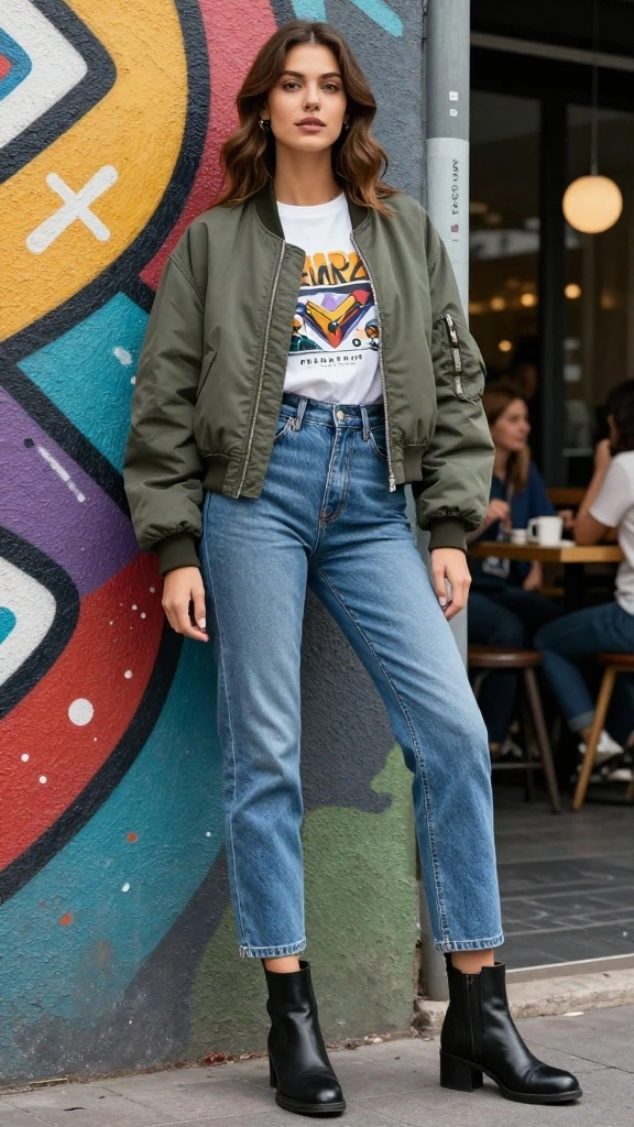 Unlock the Secrets of City Break Fashion: 12 Outfits That Slay! - 2. Casual Cool with Denim and a Graphic Tee 1