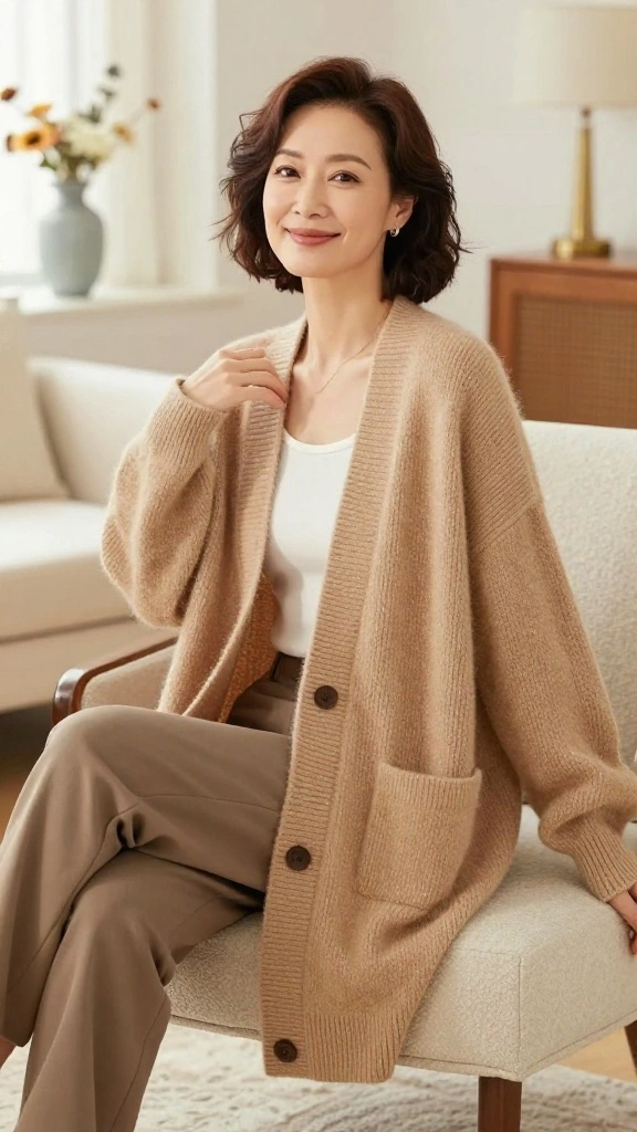 Unlock the Secrets of Confident Dressing After 40: 21 Must-Have Styles! - 13. Chic Oversized Cardigans 1