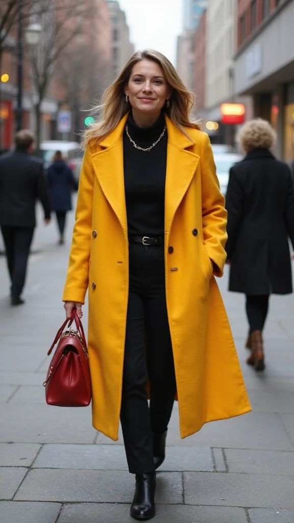 Unlock the Secrets of Confident Dressing After 40: 21 Must-Have Styles! - 16. Bold Colored Coats 1