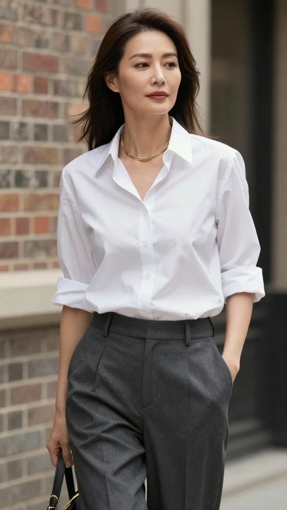 Unlock the Secrets of Confident Dressing After 40: 21 Must-Have Styles! - 4. Classic White Shirt reinvention 1