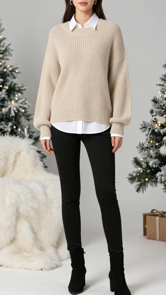 What to Wear to a Winter Dinner Party: Dressy Outfits That Won’t Freeze You - 2. Layered Luxe: The Statement Sweater 1