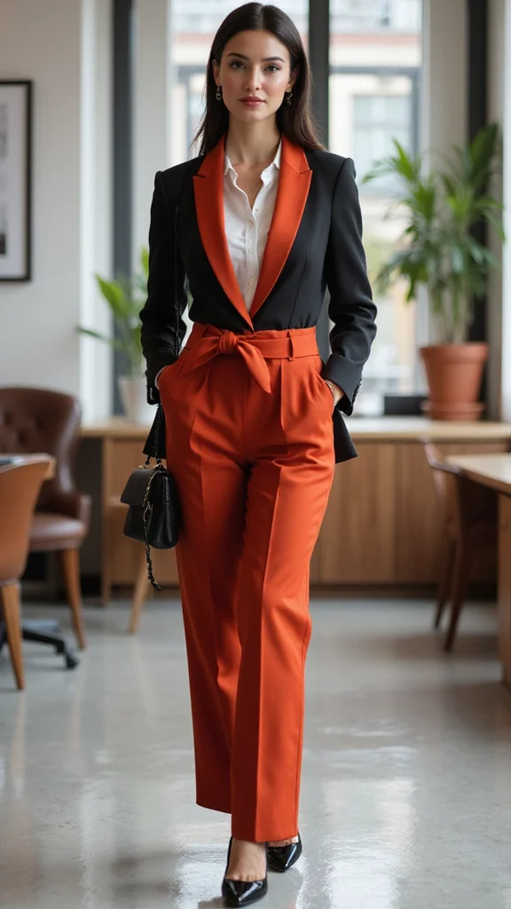 15 Stunning Korean Office Outfits for Women That Are Perfect for Any Formal Setting! - 10. Modern Color-Blocked Suit 1