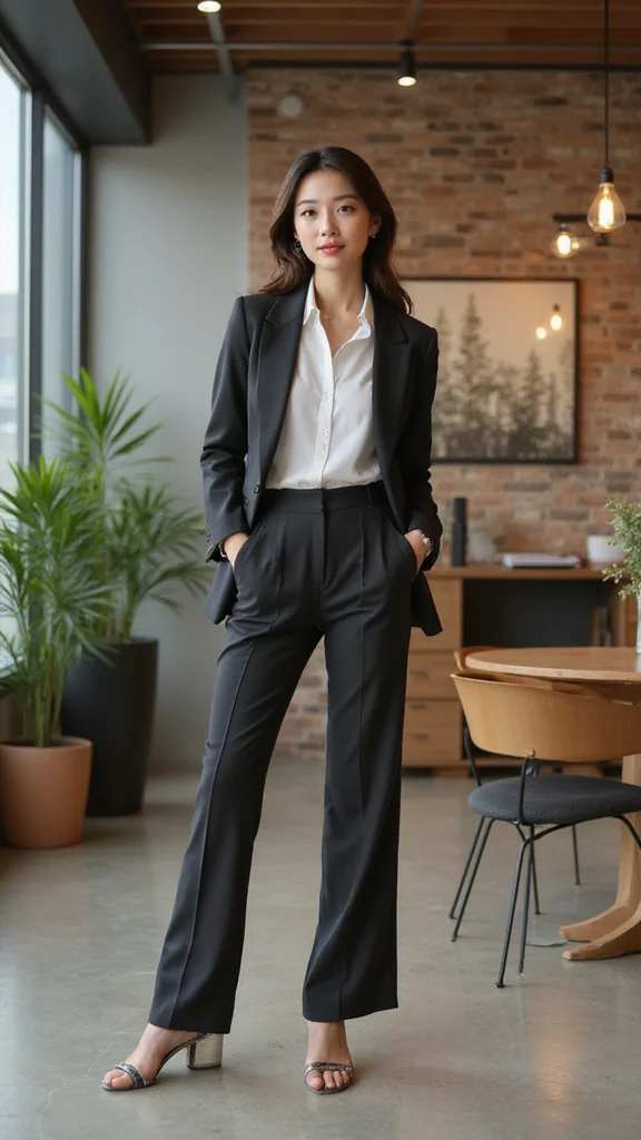 15 Stunning Korean Office Outfits for Women That Are Perfect for Any Formal Setting! - 13. Classic Trouser Suit with a Modern Twist 1